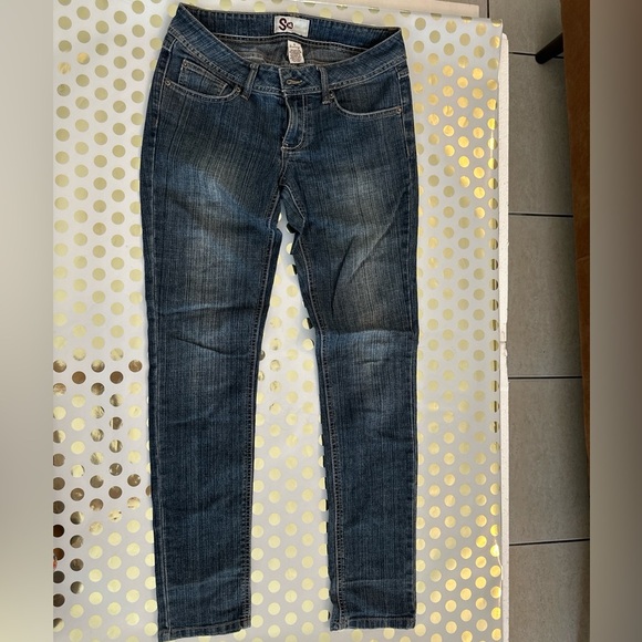 SO Denim - SO Blue Skinny Jeans with Stretch and Faded Wash